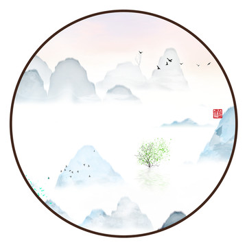 中國水彩水墨裝飾畫