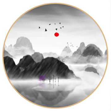 水墨裝飾水彩畫