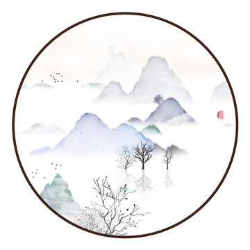 水墨山水無框畫