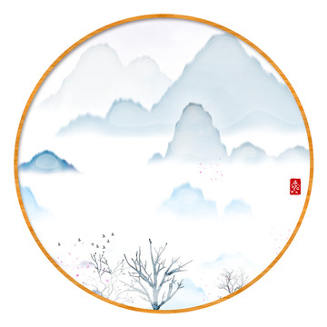 水墨裝飾水彩畫(huà)