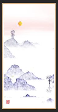 水墨裝飾水彩畫