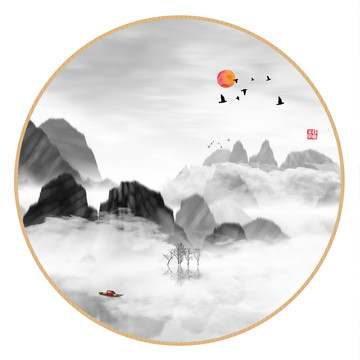 藝術(shù)裝飾抽象山水掛畫