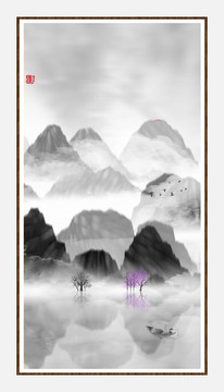 水墨山水無框畫