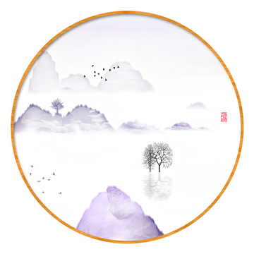 水墨山水無框畫