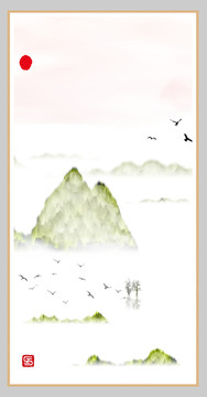 意境抽象畫彩墨山水畫