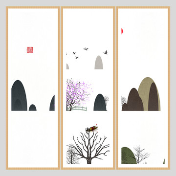 藝術(shù)裝飾抽象山水掛畫