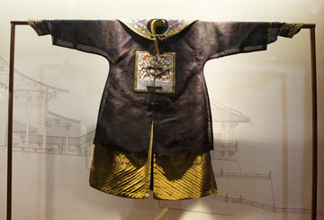 石青地七品文官鸂鶒補芝麻紗官服