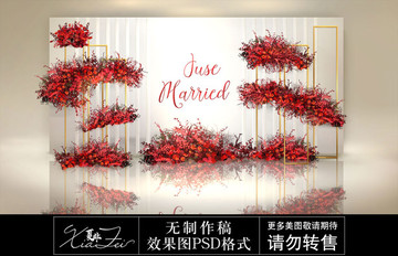 高定紅白婚禮迎賓區(qū)