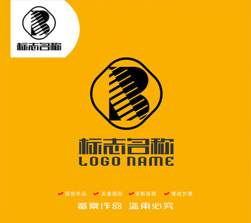 B字母標(biāo)志琴鍵logo