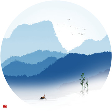 意境水墨山