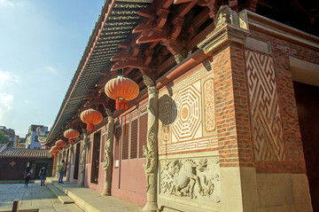 寺庙建筑外景墙壁