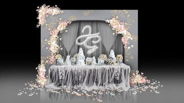 高級灰婚禮甜品區(qū)效果圖