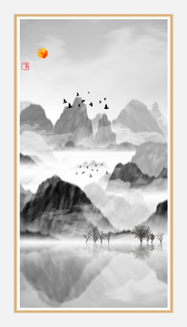 水墨裝飾水彩畫(huà)