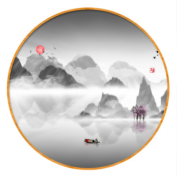 水墨山水無框畫