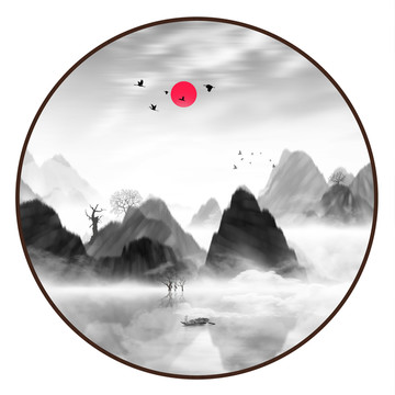 藝術裝飾抽象山水掛畫