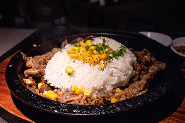 铁板牛肉饭特写