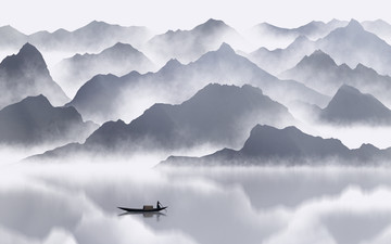 抽象意境水墨山水畫