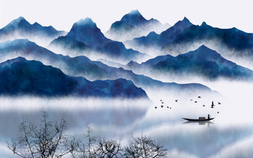 新中式抽象意境山水畫(huà)