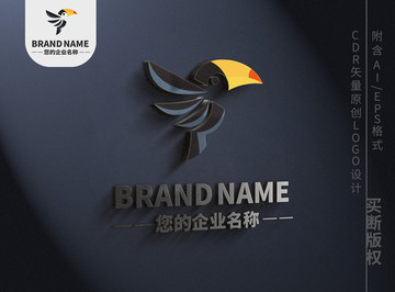 創(chuàng)意鸚鵡啄木鳥logo飛翔標(biāo)志
