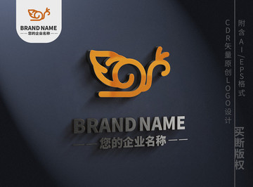 創(chuàng)意手繪線條蝸牛logo商標