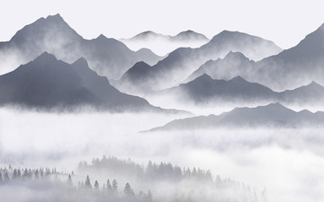 抽象意境水墨山水畫