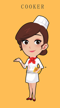 手繪女廚師
