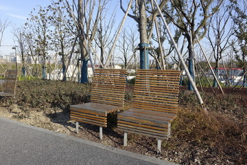 上海浦东前滩滨江绿地椅子