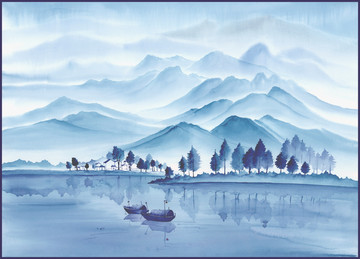 手繪山水