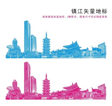 鎮(zhèn)江地標建筑矢量圖