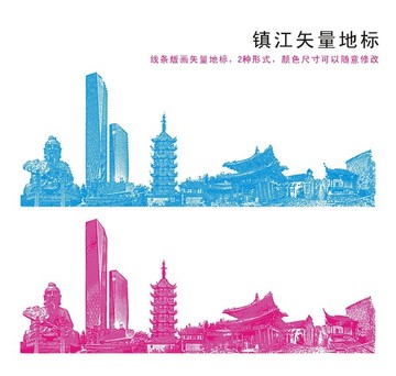 镇江地标建筑矢量图