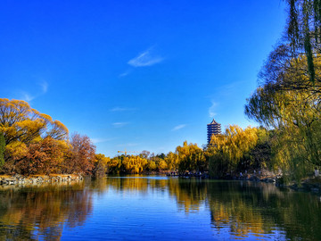 北京大学未名湖与博雅塔