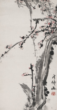 錢瘦鐵紅梅圖軸