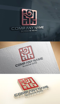 鼎字祥云印章logo設(shè)計