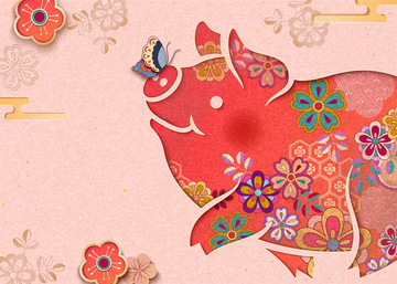 小豬喜氣插圖素材