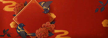 喜氣迎春春聯(lián)條幅背景設(shè)計(jì)模板
