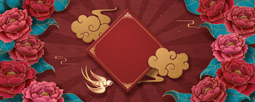 喜氣春節(jié)迎春條幅背景設(shè)計(jì)模板
