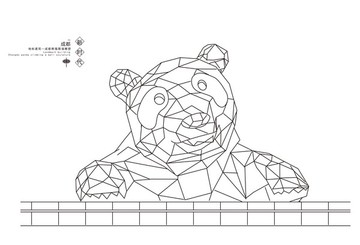 成都地標(biāo)建筑成都熊貓爬墻雕塑