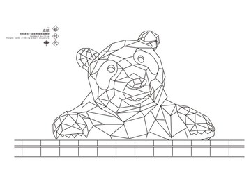 成都地标建筑成都熊猫爬墙雕塑