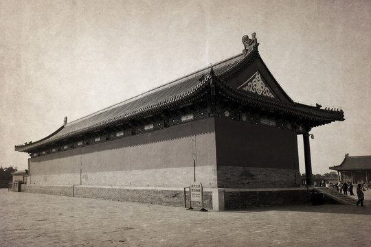 北京天坛黑白照片