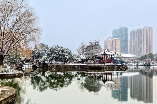 安徽宣城敬亭湖雪景