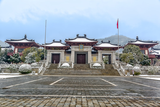 安徽宣城敬亭山弘愿寺雪景