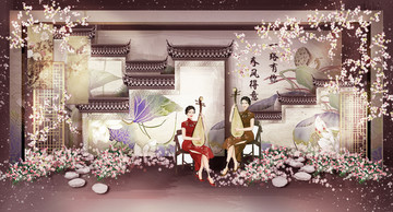 新中式婚礼迎宾台设计