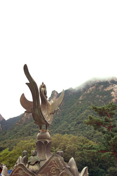 韩国雪岳山新兴寺凤凰神鸟铜塑