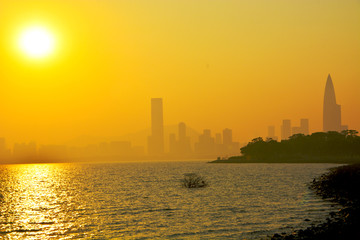 深圳湾夕阳风景