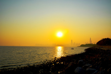 深圳湾夕阳风景