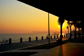 深圳湾夕阳风景