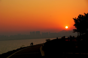 深圳湾暮色风景