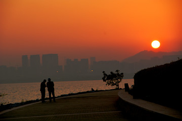 深圳湾暮色风景