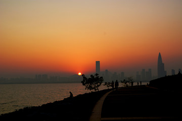 深圳湾暮色风景