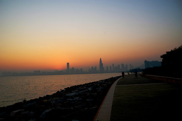 深圳湾暮色风景